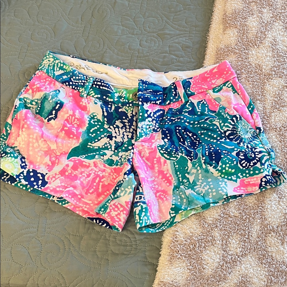 Lilly Pulitzer Pink and Blue Floral Shorts